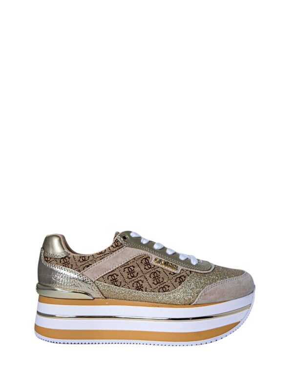 Baskets beige à lacets femme Guess